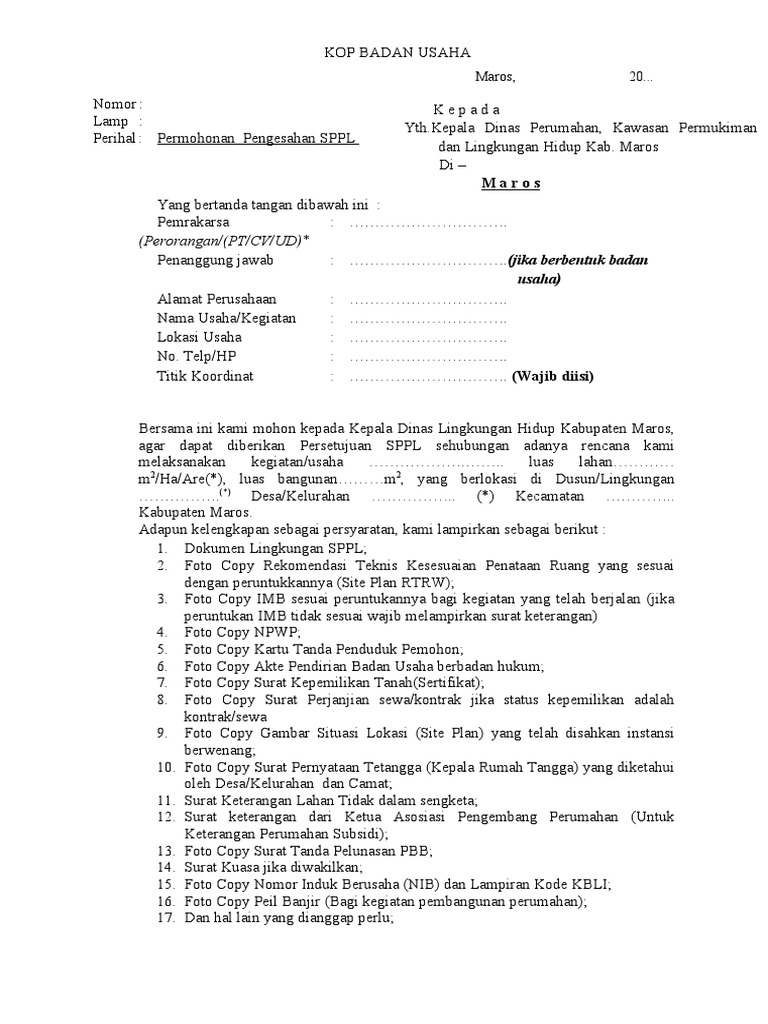 Permohonan SPPL | PDF