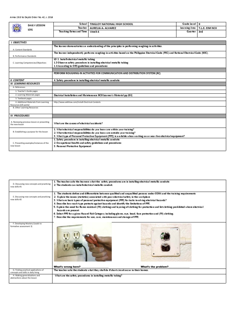 Roughing-In Activities Lesson Plan | PDF | Personal Protective ...