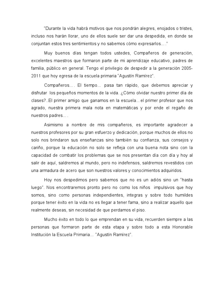 Palabras de Despedida Para Generacion