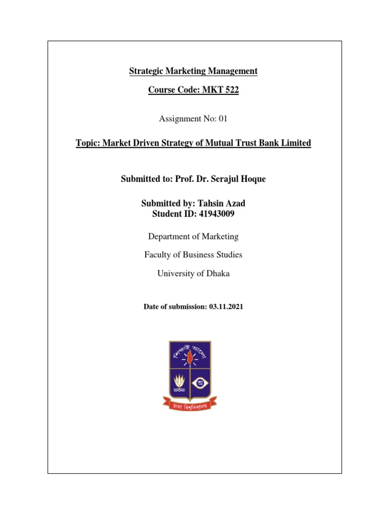 Market Driven Strategy of Mutual Trust Bank Limited | PDF | Strategic ...