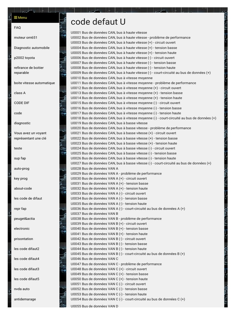 Codes défauts automobiles en détail | PDF | Frein | Système anti ...