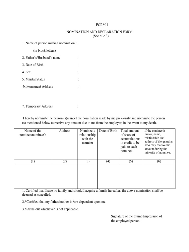 Form 1 Nomination and Declaration Guide | PDF | Law
