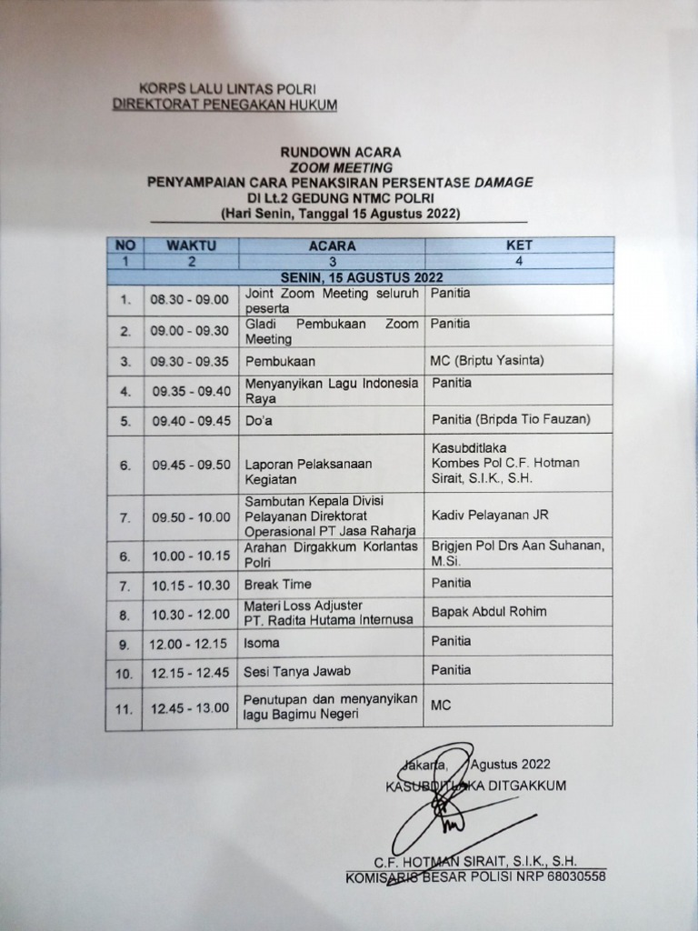 Rundown Zoom Meeting | PDF