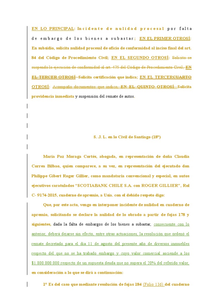 Solicita Null Proc 84 Final CPC 475 CPC Prov Inmediata C 9174 15 SJL 18 ...