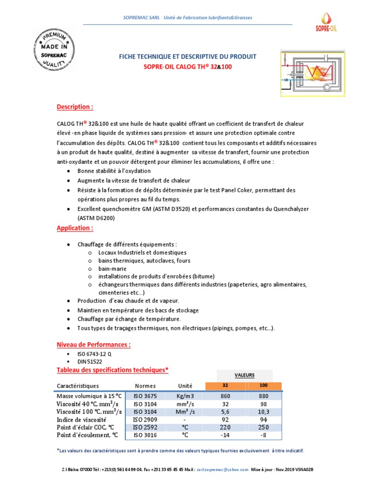 Sopre-Oil Calog TH® 32&100 | PDF | Chaleur | Viscosité