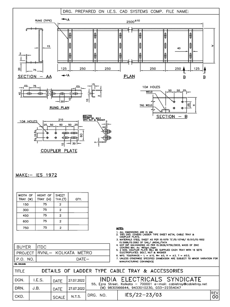2a. Ladder Tray Drawing PDF