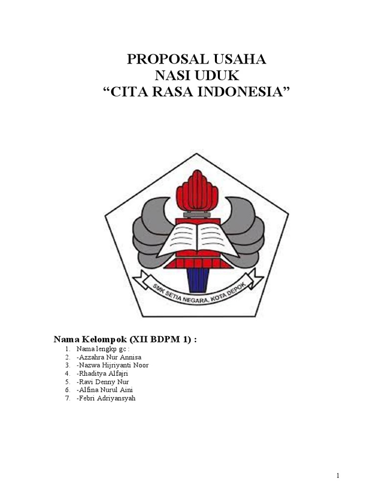 Proposal Usaha Nasi Uduk Cita Rasa Indonesia | PDF | Bisnis | Memasak ...