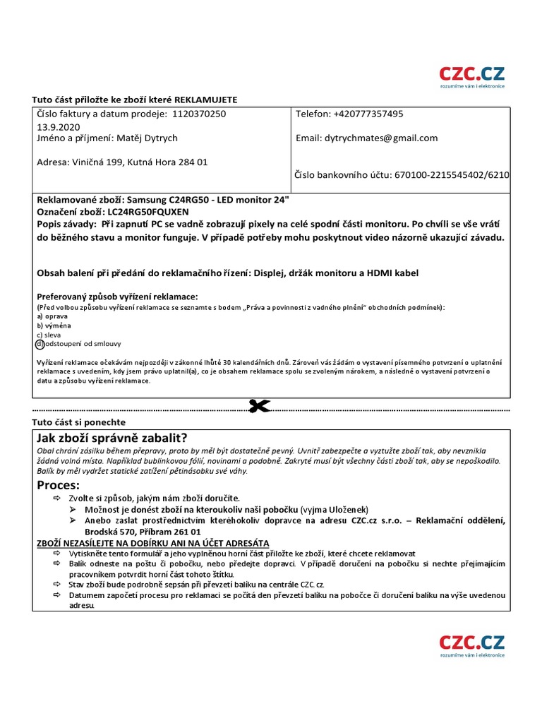 Monitor Reklamace CZC | PDF