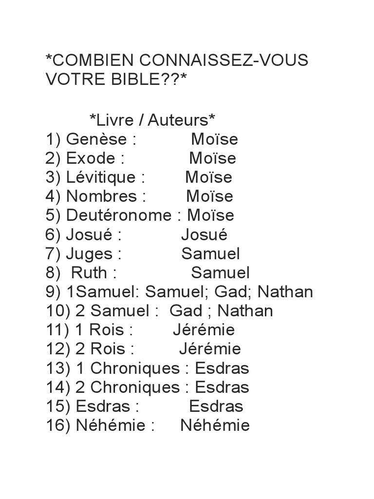 Auteurs et livres de la Bible | PDF | Paul l'apôtre | Esdras