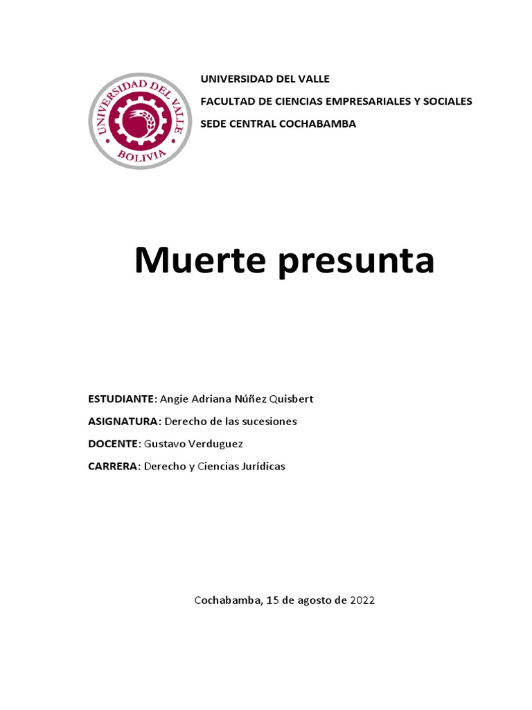 Muerte Presunta | PDF | Sentencia (ley) | Bienes (Ley)