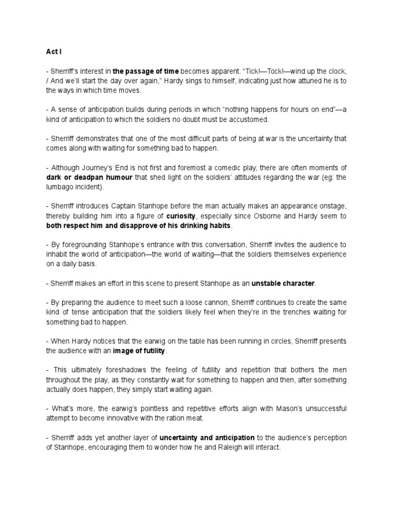 Journey's End - Act I - Notes | PDF | Psychology