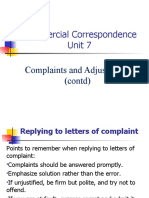 CC Unit 7, Complaints and Adjustments (Contd)