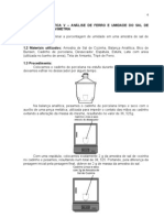 Análise de Ferro E Umidade Do Sal de Cozinha Por Gravimetria