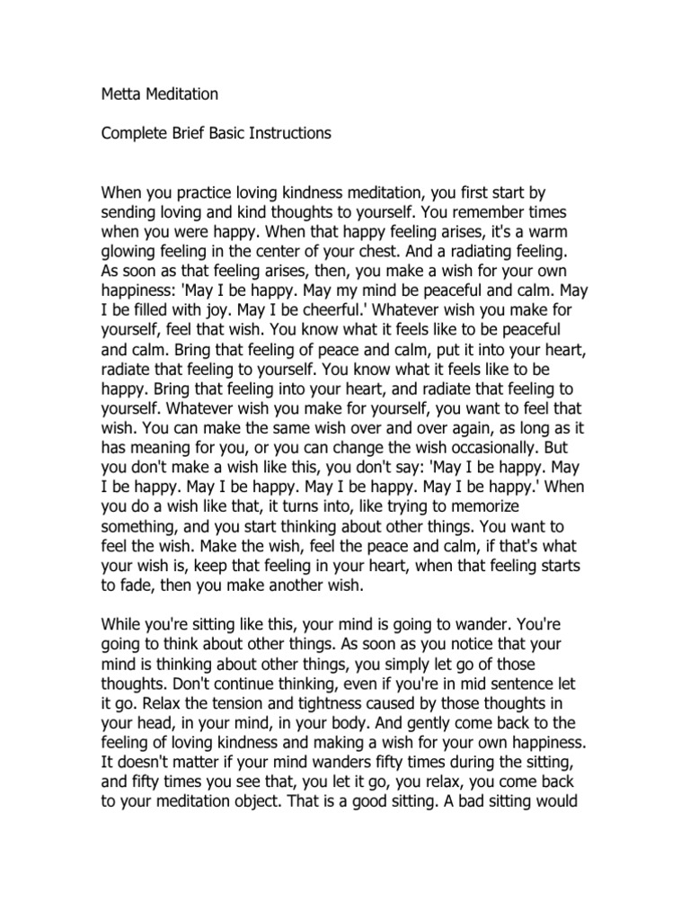 Metta the complete instructions pdf feeling thought
