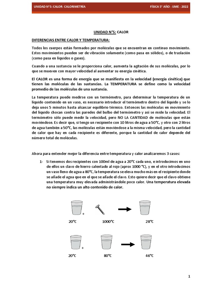 Fisica 5to Parte 7 Calor Pdf Calor Expansión Térmica