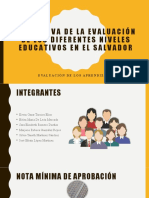 Normativa de La Evaluación de Los Diferentes Niveles Educativos en El Salvador