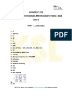 Aryabhatta Inter-School Maths Competition - 2013: Answer Key For