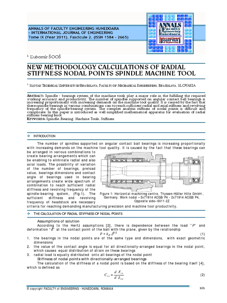 New Methodology Calculations of Radial Stiffness Nodal Points Spindle