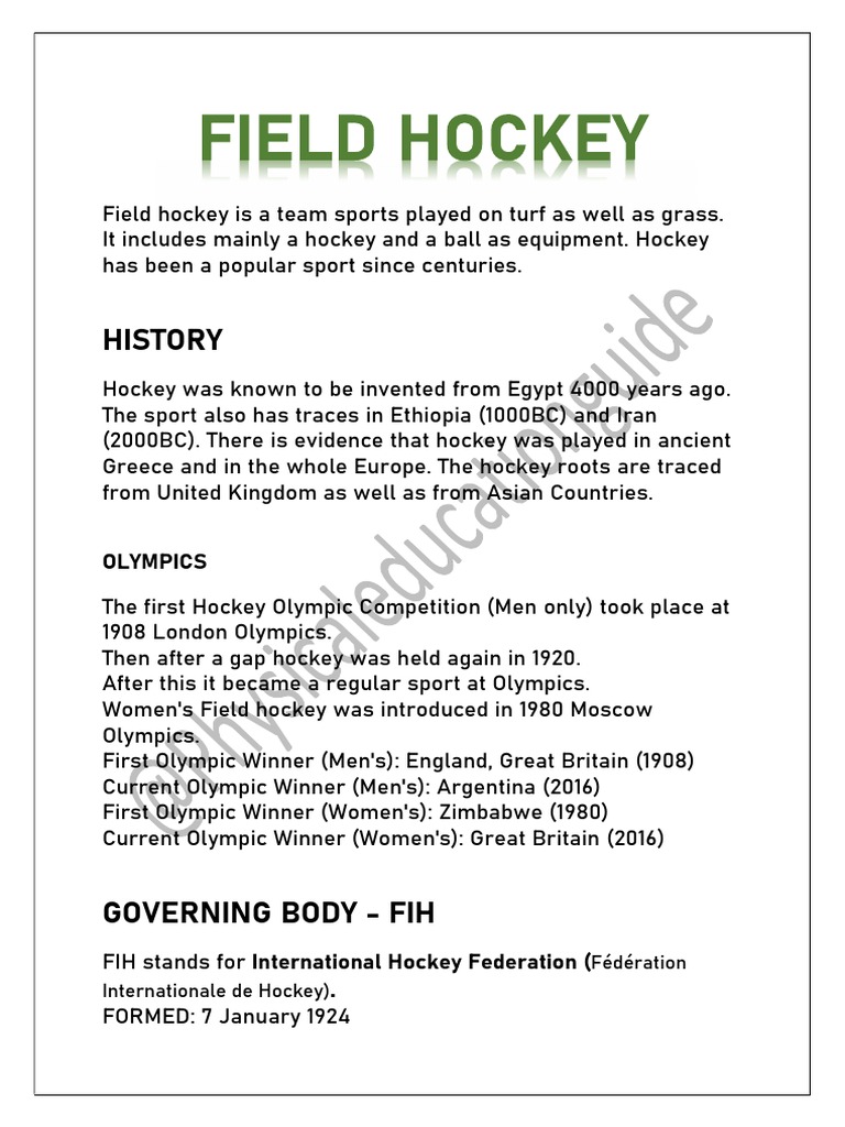 History Fédération Internationale de Hockey) PDF Hobbies Sports