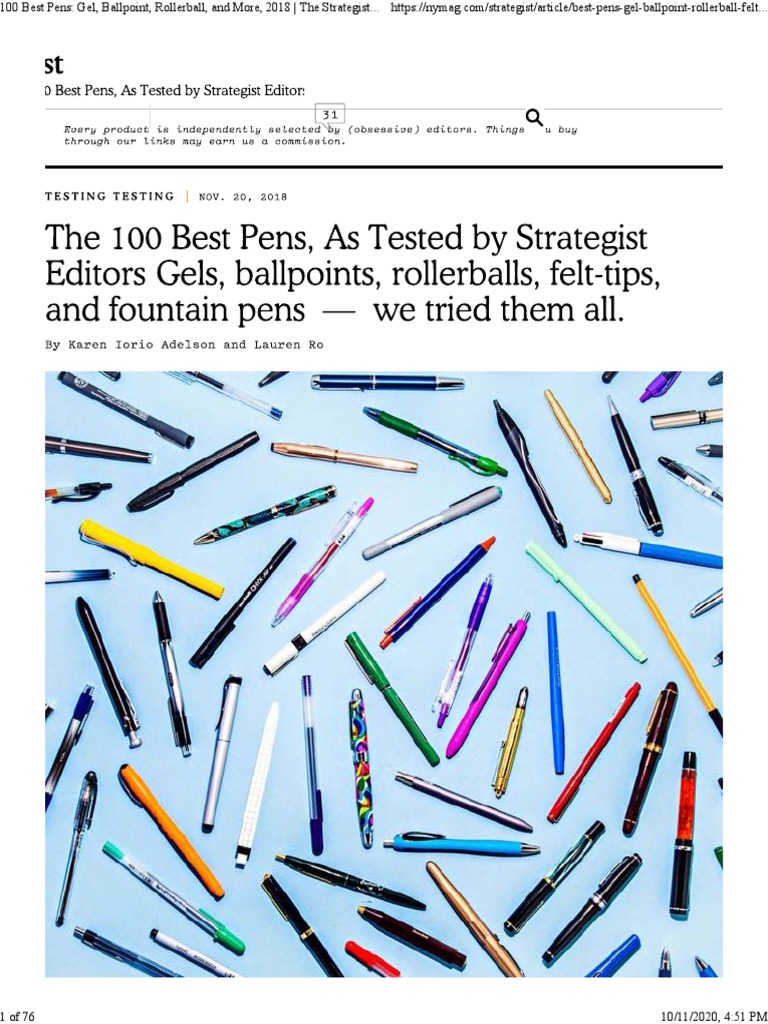 100 Best Pens Gel, Ballpoint, Rollerball, and More, 2018 The