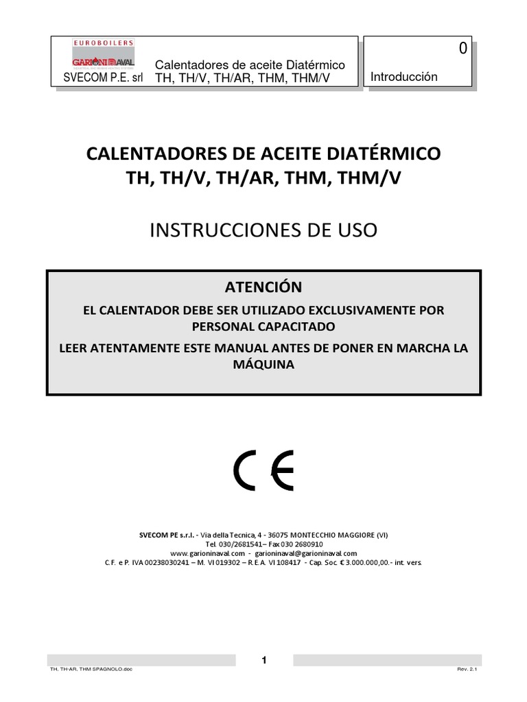 Thermal Oil Heater TH SPANISH PDF Chimenea Química