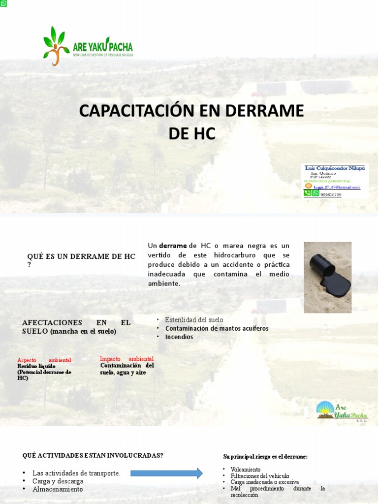 Capacitación en Derrame de HC | PDF | Contaminación | Residuos