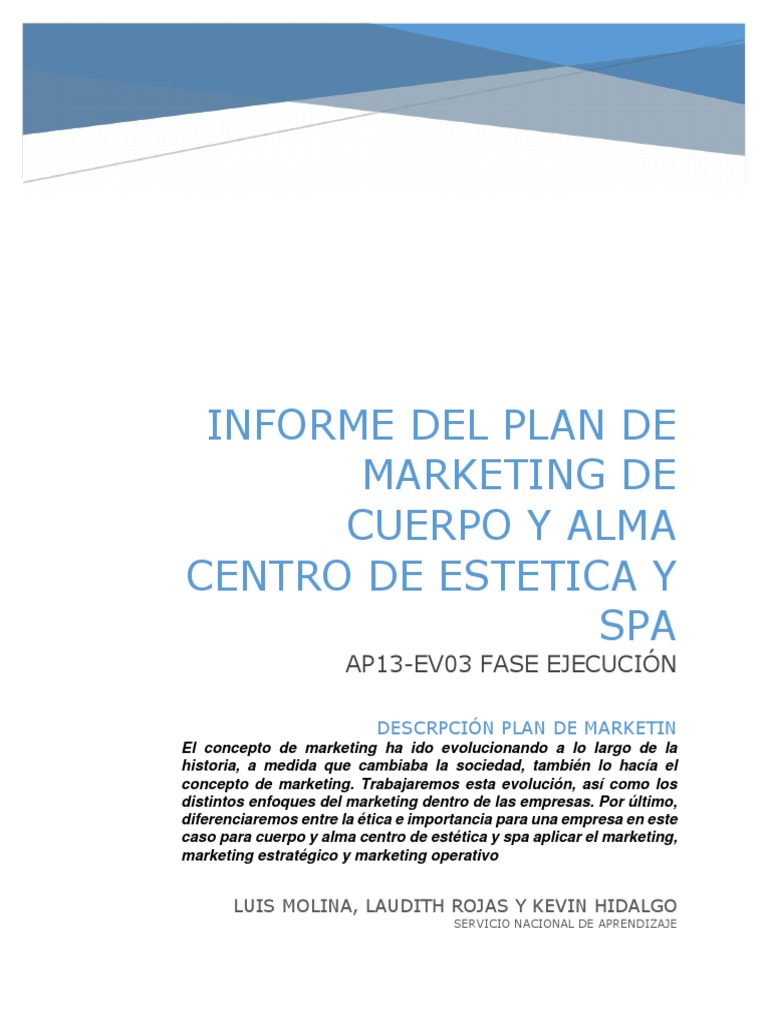 Plan de Marketing para Cuerpo y Alma | PDF | Marketing | Mercado (economía)