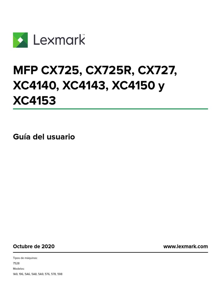 Lexmark CX725 CX727 XC4140 XC4143 XC4150 XC4153 UsersGuide Es PDF