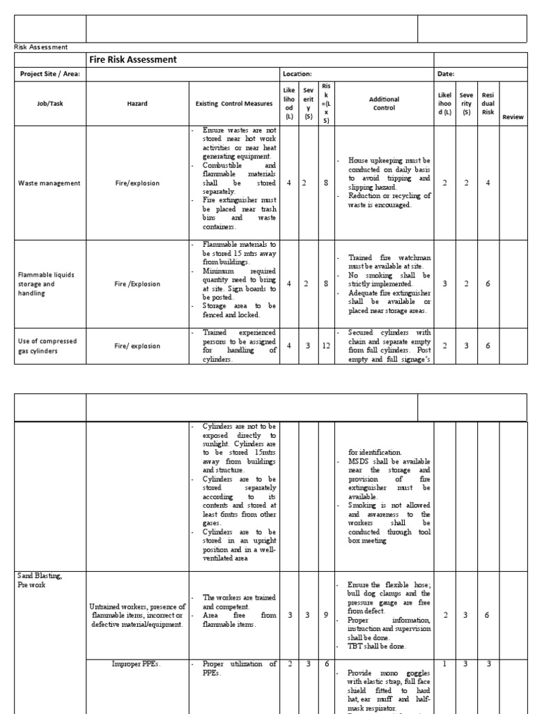 Comprehensive Fire Risk Assessment Guide | PDF | Risk | Safety