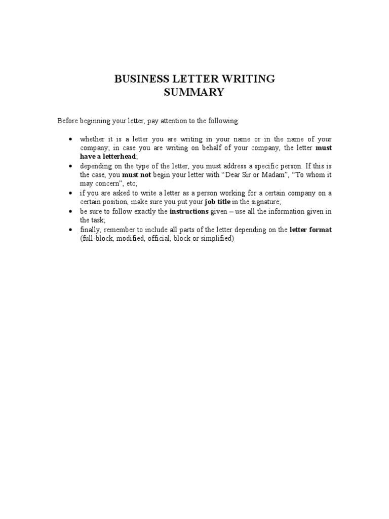 Business Letter Writing Guide | PDF | Communication | Labour