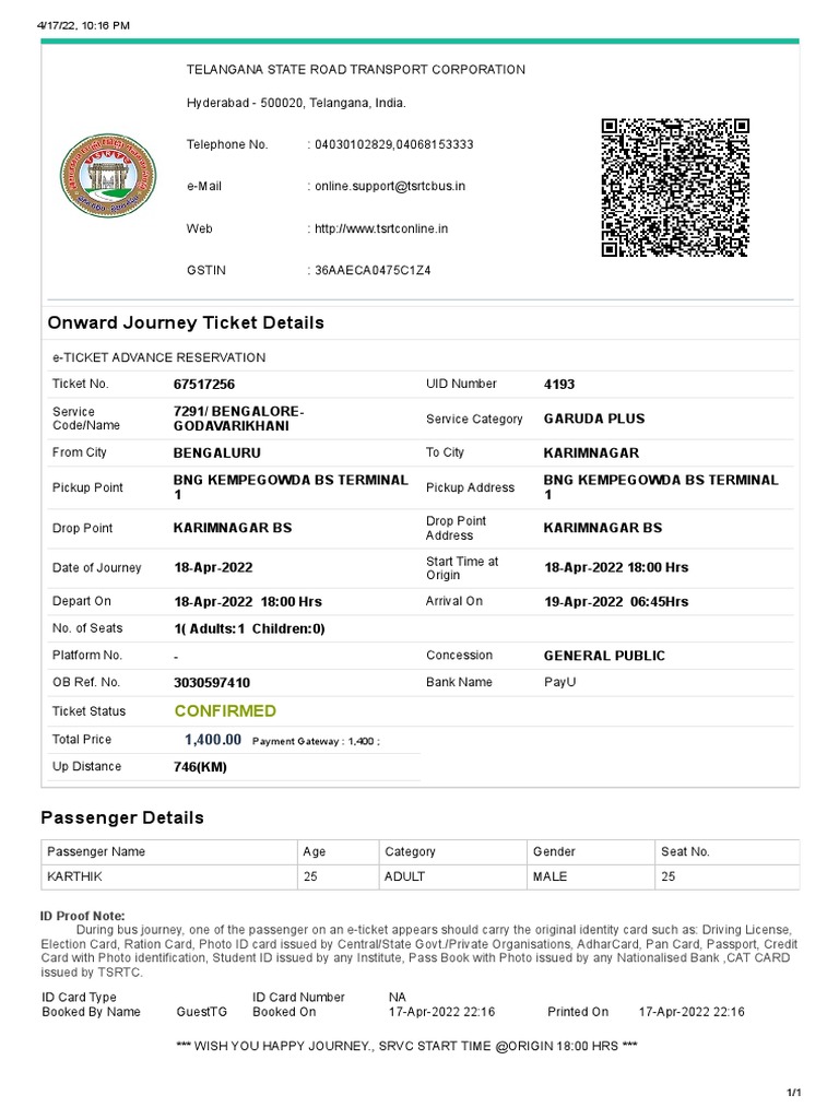 BNG To KNR - Karthik | PDF | Identity Document | Applications Of ...