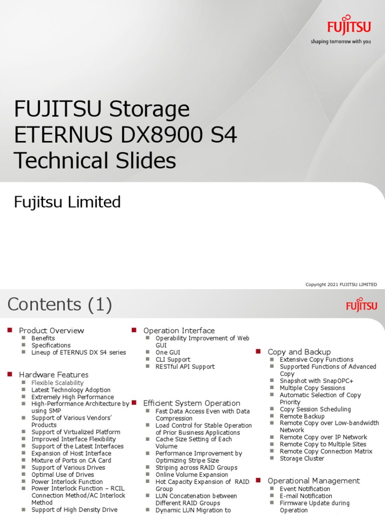 FUJITSU Storage Eternus Dx8900 S4 Technical Slides | PDF ...
