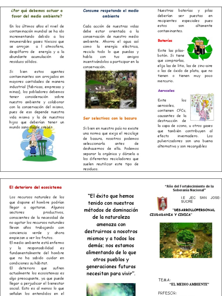 Triptico Del Medio Ambiente | Descargar gratis PDF | Contaminación ...