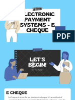 Electronic Payment Systems - E Cheque