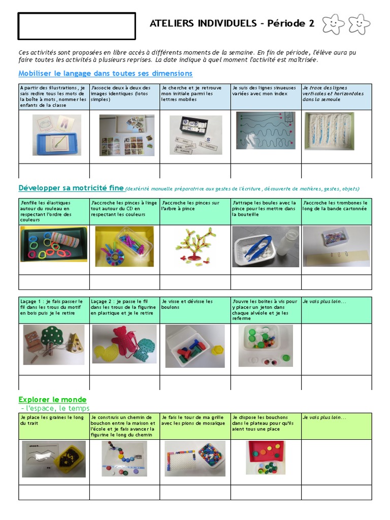 Ateliers Individuels Période 2 MS | PDF