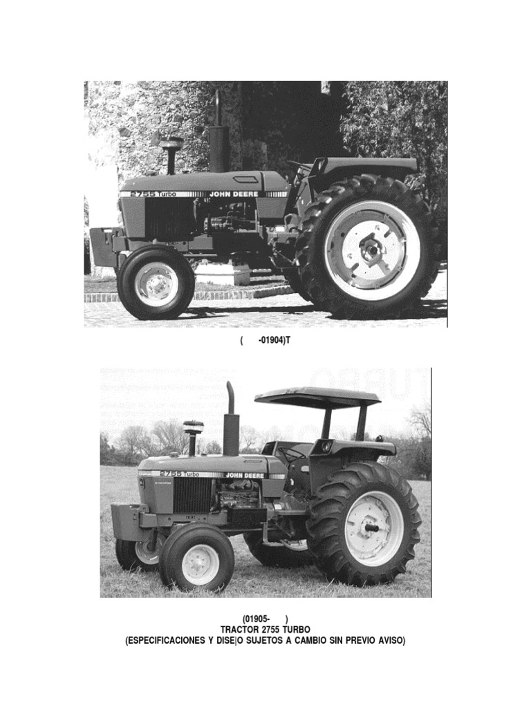 Especificaciones del Tractor John Deere 2755 Turbo | PDF | Tractor ...