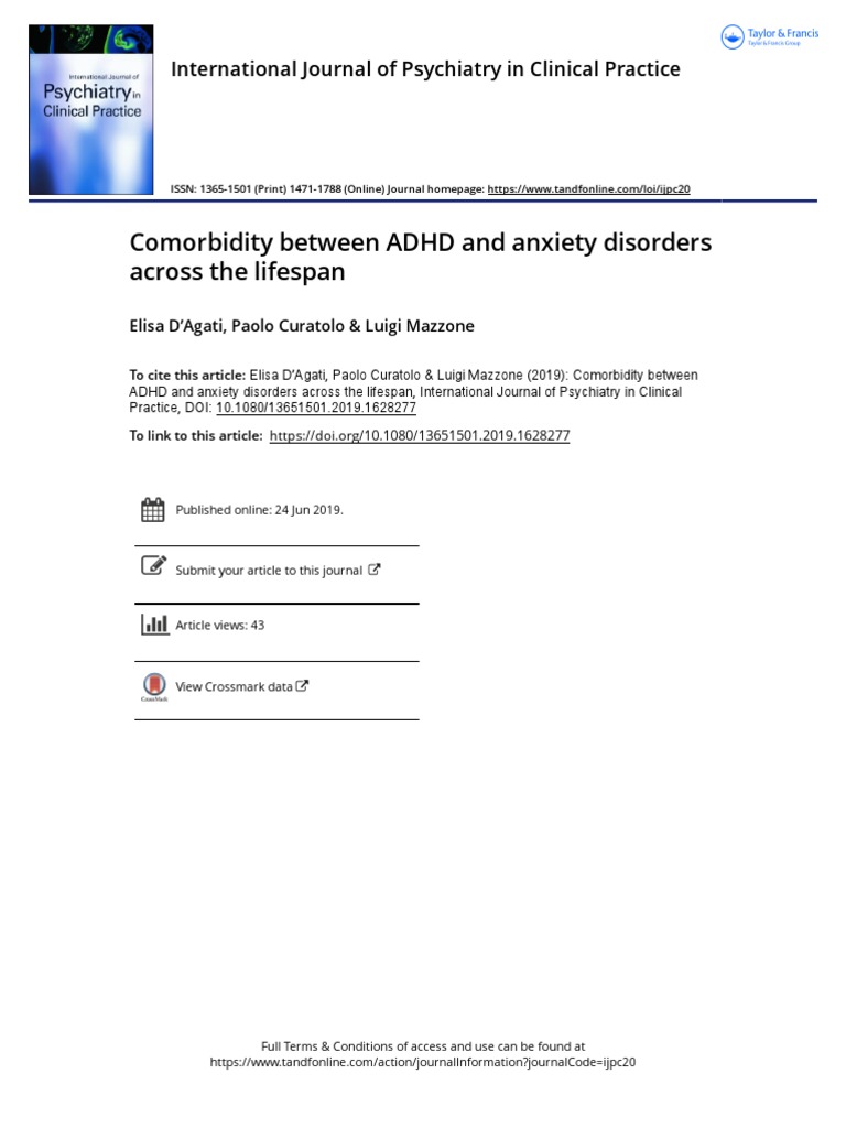 Comorbidity Between ADHD and Anxiety Disorders Across The Lifespan ...