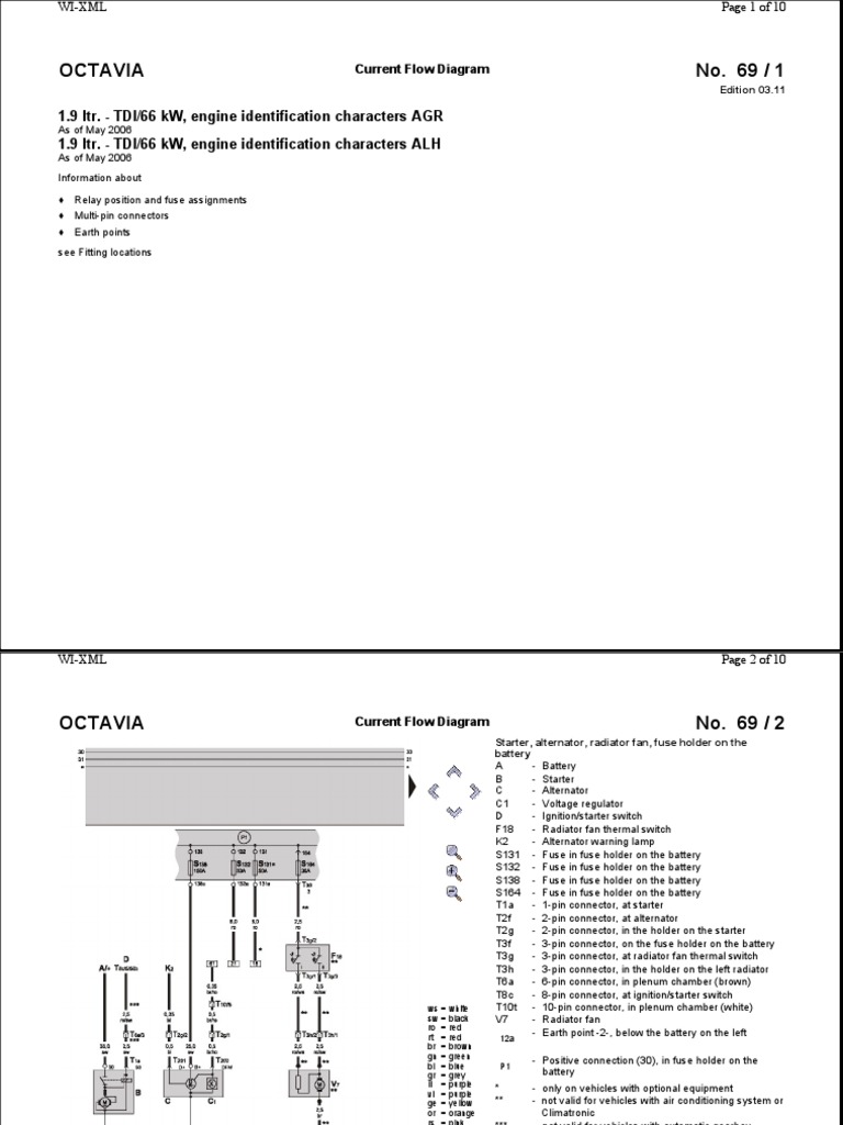 2006-10 Octavia 1.9 TDI AGR-ALH-Wiring Diagram | PDF | Diesel Engine