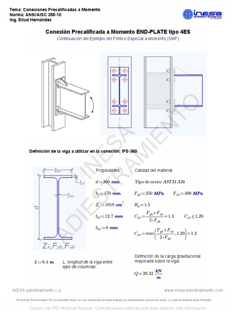 Conexiones Precalificadas END-PLATE | PDF | Tornillo | Componentes