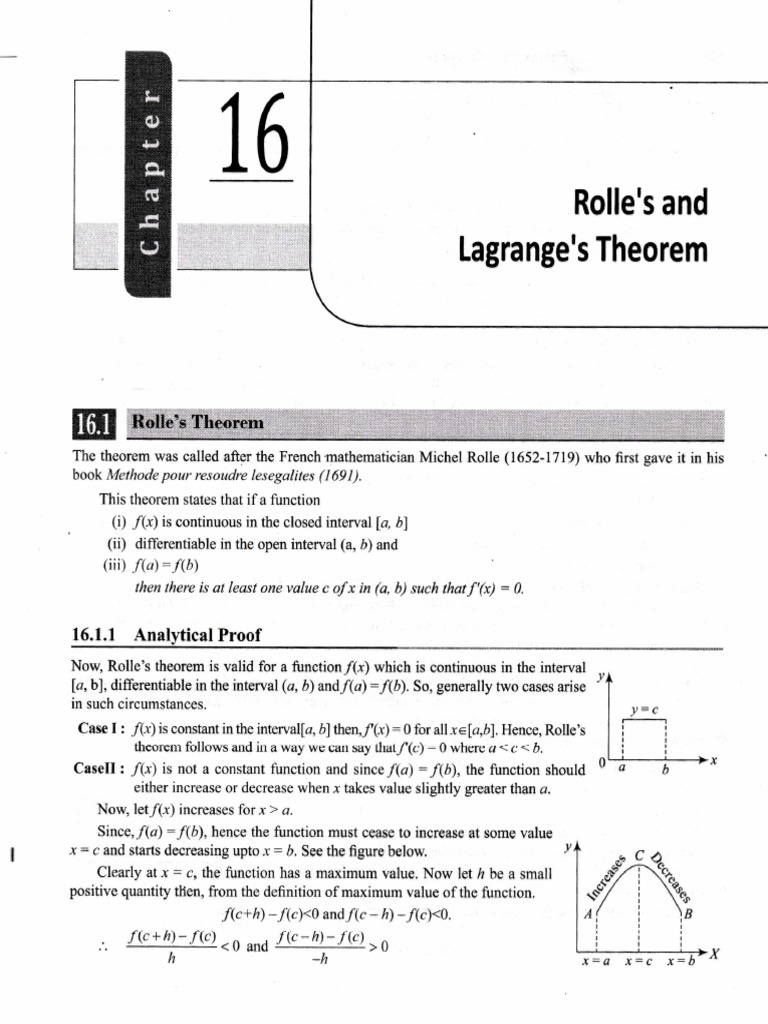 16-Rolle's and Lagrang's Theorem | PDF