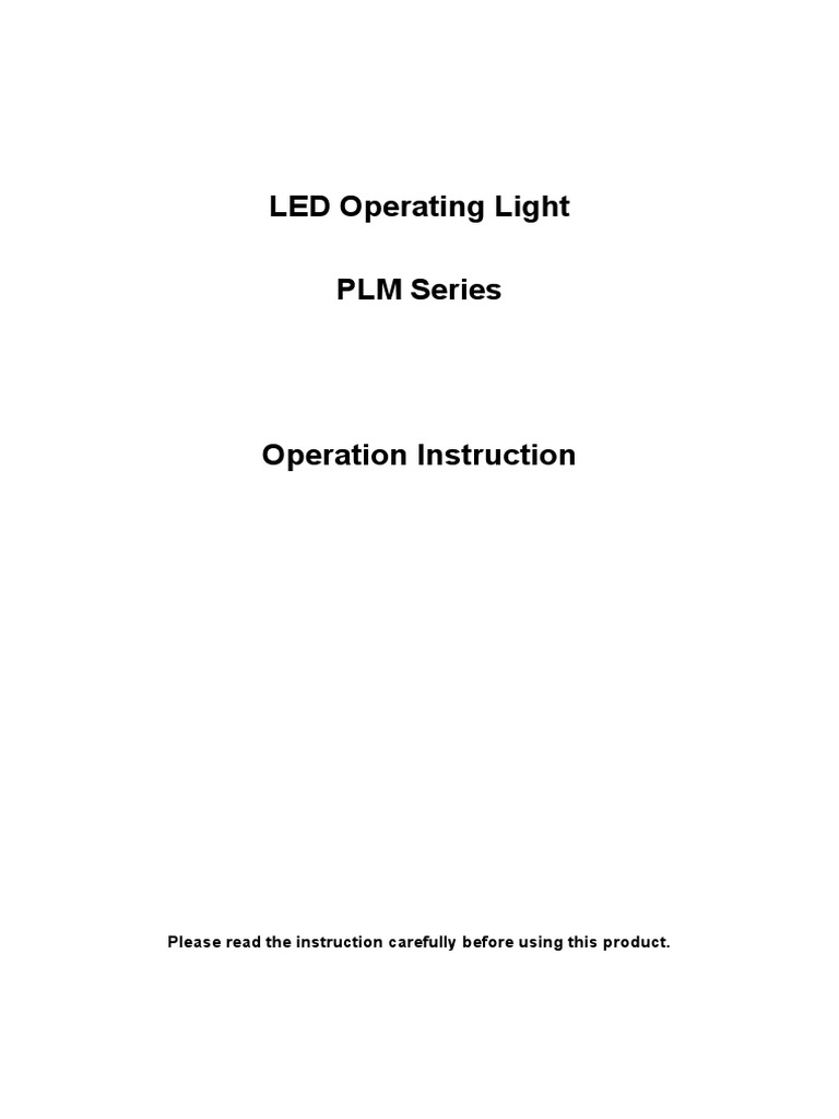 PLM Series LED Operating Light Guide | PDF | Lighting | Camera