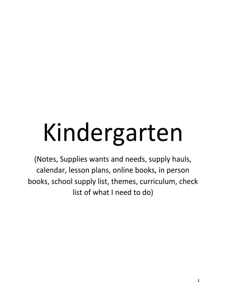 KINDERGARTEN TEACHING MATERIALS PDF intelligence overview