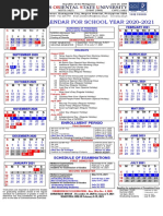 University Calendar For School Year 2020-2021: M T W TH F S