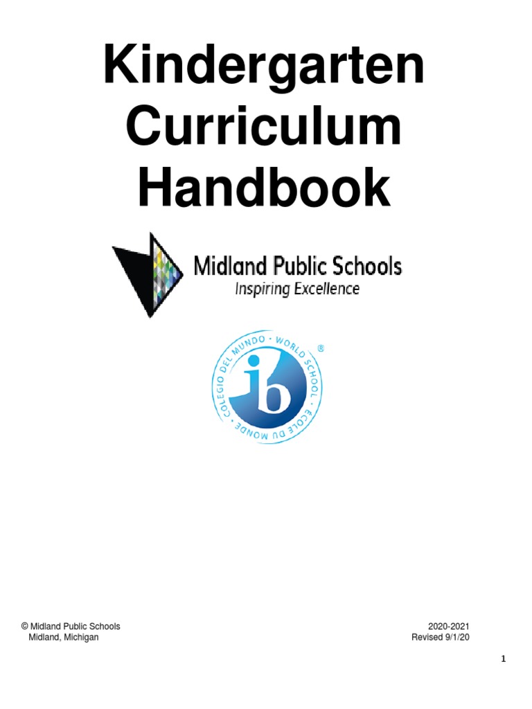 Kindergarten curriculum handbook midland public schools 2020 2021