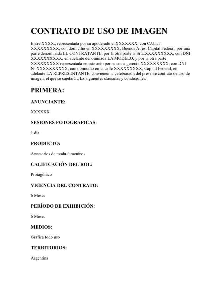 Contrato de Uso de Imagen Buenos Aires Política