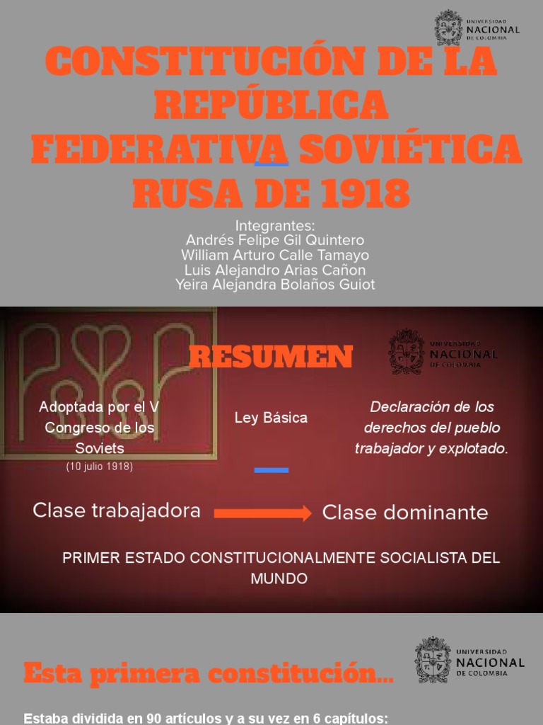 Constituci N de La Rep Blica Federativa Sovi Tica Rusa de 1918