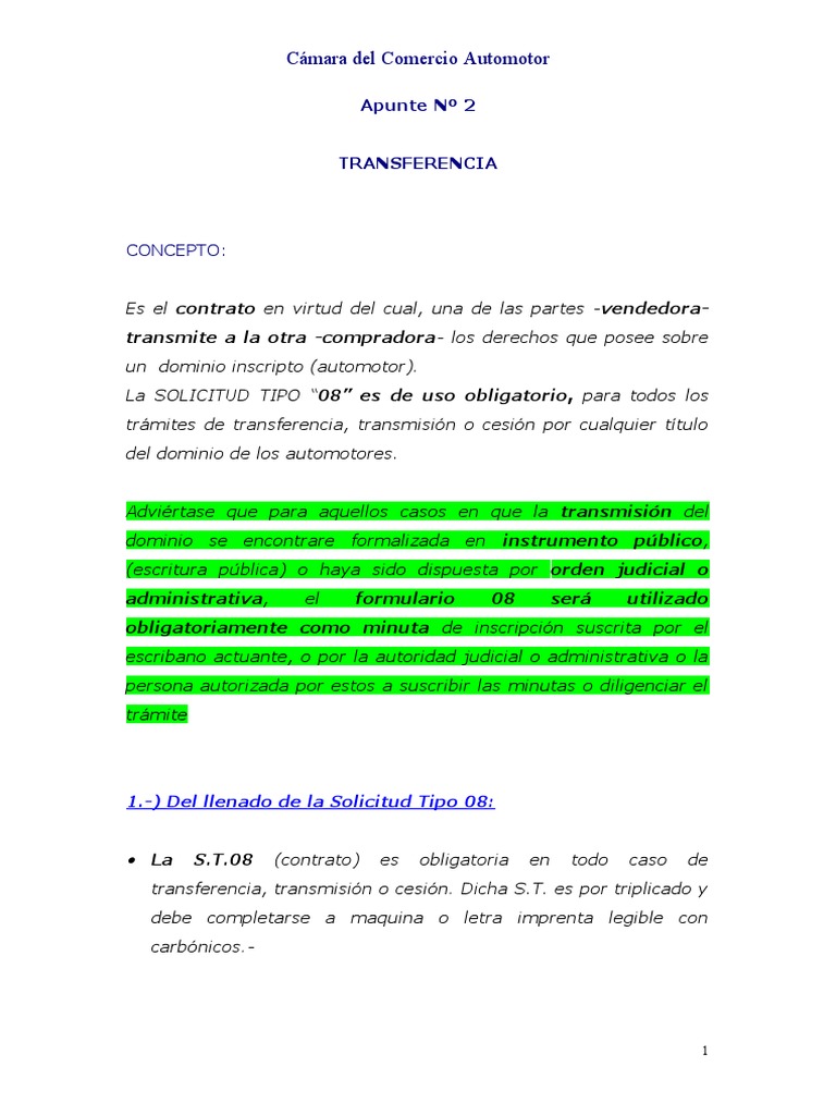 Guía para la Solicitud Tipo 08 Automotor | PDF | Ley común | Justicia