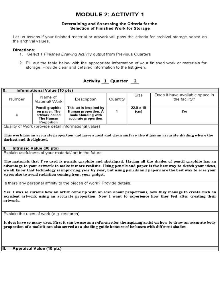 Determining Criteria for Storage PDF Pencil Drawing