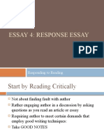 Essay 4: Response Essay: Responding To Reading