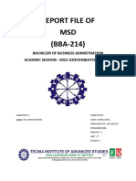 Report File of MSD (BBA-214) : Bachelor of Business Adimistration ACADMIC SESSION: - 2021-22 (EVEN) BATCH-2020-23